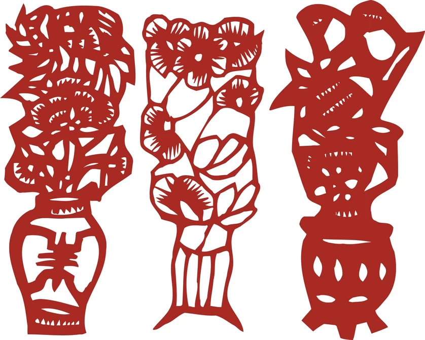 中国风中式传统喜庆民俗人物动物窗花剪纸插画边框AI矢量PNG素材【2128】